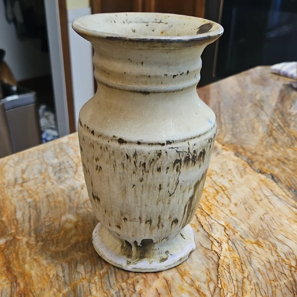 Rustic Cream and Brown Handcrafted Ceramic Vase